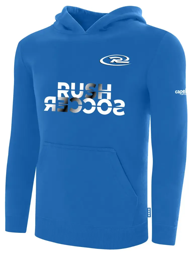 Rush Soccer Basic Fleece Hoodie Capelli Sport Blue White Monochrome Black White Logo