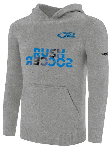 Rush Soccer Basic Fleece Hoodie Light Heather Grey Monochrome Blue Black Logo