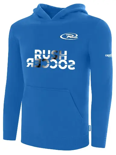 Rush Soccer Basic Fleece Hoodie Capelli Sport Blue White Monochrome Black White Logo